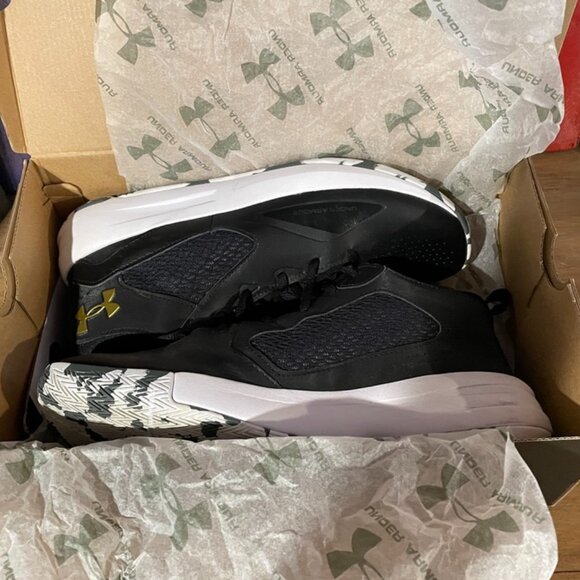 Under Armour® UA Lockdown5 • Black and Gold High Top Athletic Shoes • 11.5 - Picture 1 of 16